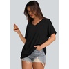 image:imageWIHOLL Womens Oversized Tshirts Summer Tops 2025 Short Sleeve V Neck Shirts Outfits Plus Size Clothes1black