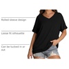image:imageWIHOLL Womens Oversized Tshirts Summer Tops 2025 Short Sleeve V Neck Shirts Outfits Plus Size Clothes1black