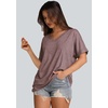 image:imageWIHOLL Womens Oversized Tshirts Summer Tops 2025 Short Sleeve V Neck Shirts Outfits Plus Size Clothes1brown Coffee