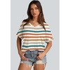 image:imageWIHOLL Womens Oversized Tshirts Summer Tops 2025 Short Sleeve V Neck Shirts Outfits Plus Size Clothes2orange Stripes
