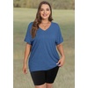 image:imageWIHOLL Womens Oversized Tshirts Summer Tops 2025 Short Sleeve V Neck Shirts Outfits Plus Size ClothesBlue
