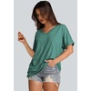 image:imageWIHOLL Womens Oversized Tshirts Summer Tops 2025 Short Sleeve V Neck Shirts Outfits Plus Size ClothesBlue Green