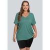 image:imageWIHOLL Womens Oversized Tshirts Summer Tops 2025 Short Sleeve V Neck Shirts Outfits Plus Size ClothesBlue Green