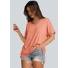image:imageWIHOLL Womens Oversized Tshirts Summer Tops 2025 Short Sleeve V Neck Shirts Outfits Plus Size ClothesCoral