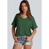 image:imageWIHOLL Womens Oversized Tshirts Summer Tops 2025 Short Sleeve V Neck Shirts Outfits Plus Size ClothesGreen