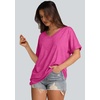 image:imageWIHOLL Womens Oversized Tshirts Summer Tops 2025 Short Sleeve V Neck Shirts Outfits Plus Size ClothesHot Pink