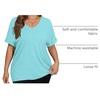 image:imageWIHOLL Womens Oversized Tshirts Summer Tops 2025 Short Sleeve V Neck Shirts Outfits Plus Size ClothesLake Green