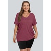 image:imageWIHOLL Womens Oversized Tshirts Summer Tops 2025 Short Sleeve V Neck Shirts Outfits Plus Size ClothesPurple