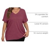 image:imageWIHOLL Womens Oversized Tshirts Summer Tops 2025 Short Sleeve V Neck Shirts Outfits Plus Size ClothesPurple