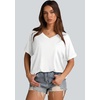 image:imageWIHOLL Womens Oversized Tshirts Summer Tops 2025 Short Sleeve V Neck Shirts Outfits Plus Size ClothesWhite