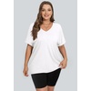 image:imageWIHOLL Womens Oversized Tshirts Summer Tops 2025 Short Sleeve V Neck Shirts Outfits Plus Size ClothesWhite