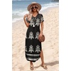 image:imageWIHOLL Womens Summer Short Sleeve Dresses Maxi Dress Vacation Beach Sundresses 2026 with PocketsFloral Black Boho