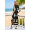 image:imageWIHOLL Womens Summer Short Sleeve Dresses Maxi Dress Vacation Beach Sundresses 2026 with PocketsFloral Black Boho