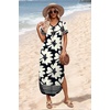 image:imageWIHOLL Womens Summer Short Sleeve Dresses Maxi Dress Vacation Beach Sundresses 2026 with PocketsFloral Black Chrysanth