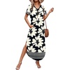 image:imageWIHOLL Womens Summer Short Sleeve Dresses Maxi Dress Vacation Beach Sundresses 2026 with PocketsFloral Black Chrysanth