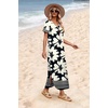 image:imageWIHOLL Womens Summer Short Sleeve Dresses Maxi Dress Vacation Beach Sundresses 2026 with PocketsFloral Black Chrysanth