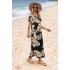image:imageWIHOLL Womens Summer Short Sleeve Dresses Maxi Dress Vacation Beach Sundresses 2026 with PocketsFloral Black Leaves