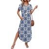 image:imageWIHOLL Womens Summer Short Sleeve Dresses Maxi Dress Vacation Beach Sundresses 2026 with PocketsFloral Blue Boho