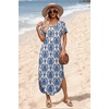 image:imageWIHOLL Womens Summer Short Sleeve Dresses Maxi Dress Vacation Beach Sundresses 2026 with PocketsFloral Blue Boho