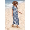 image:imageWIHOLL Womens Summer Short Sleeve Dresses Maxi Dress Vacation Beach Sundresses 2026 with PocketsFloral Blue Boho