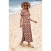 image:imageWIHOLL Womens Summer Short Sleeve Dresses Maxi Dress Vacation Beach Sundresses 2026 with PocketsFloral Boho 1