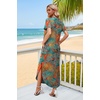 image:imageWIHOLL Womens Summer Short Sleeve Dresses Maxi Dress Vacation Beach Sundresses 2026 with PocketsFloral Coconut Leaves