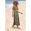 image:imageWIHOLL Womens Summer Short Sleeve Dresses Maxi Dress Vacation Beach Sundresses 2026 with PocketsFloral Coconut Leaves