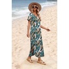 image:imageWIHOLL Womens Summer Short Sleeve Dresses Maxi Dress Vacation Beach Sundresses 2026 with PocketsFloral Frond