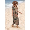 image:imageWIHOLL Womens Summer Short Sleeve Dresses Maxi Dress Vacation Beach Sundresses 2026 with PocketsFloral Pink Frond