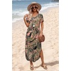 image:imageWIHOLL Womens Summer Short Sleeve Dresses Maxi Dress Vacation Beach Sundresses 2026 with PocketsFloral Pink Frond