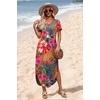 image:imageWIHOLL Womens Summer Short Sleeve Dresses Maxi Dress Vacation Beach Sundresses 2026 with PocketsFloral Red Flower
