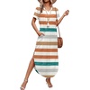 image:imageWIHOLL Womens Summer Short Sleeve Dresses Maxi Dress Vacation Beach Sundresses 2026 with PocketsFloral Striped