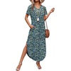 image:imageWIHOLL Womens Summer Short Sleeve Dresses Maxi Dress Vacation Beach Sundresses 2026 with PocketsFloral Viola