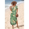 image:imageWIHOLL Womens Summer Short Sleeve Dresses Maxi Dress Vacation Beach Sundresses 2026 with PocketsFloral Yellow Rose
