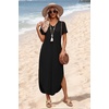 image:imageWIHOLL Womens Summer Short Sleeve Dresses Maxi Dress Vacation Beach Sundresses 2026 with PocketsPlain Black