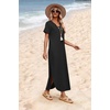image:imageWIHOLL Womens Summer Short Sleeve Dresses Maxi Dress Vacation Beach Sundresses 2026 with PocketsPlain Black