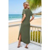 image:imageWIHOLL Womens Summer Short Sleeve Dresses Maxi Dress Vacation Beach Sundresses 2026 with PocketsPlain Green