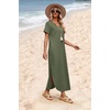image:imageWIHOLL Womens Summer Short Sleeve Dresses Maxi Dress Vacation Beach Sundresses 2026 with PocketsPlain Green