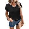 image:imageWIHOLL Womens Summer Tops Cap Sleeve Sweater V Neck Shirts Beach Vacation Clothes Business Casual Fashion Clothing0black
