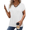 image:imageWIHOLL Womens Summer Tops Cap Sleeve Sweater V Neck Shirts Beach Vacation Clothes Business Casual Fashion Clothing0white
