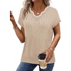 image:imageWIHOLL Womens Summer Tops Cap Sleeve Sweater V Neck Shirts Beach Vacation Clothes Business Casual Fashion Clothing1apricot