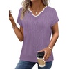 image:imageWIHOLL Womens Summer Tops Cap Sleeve Sweater V Neck Shirts Beach Vacation Clothes Business Casual Fashion Clothing1purple