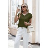 image:imageWIHOLL Womens Summer Tops Cap Sleeve Sweater V Neck Shirts Beach Vacation Clothes Business Casual Fashion ClothingArmy Green