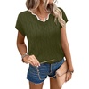 image:imageWIHOLL Womens Summer Tops Cap Sleeve Sweater V Neck Shirts Beach Vacation Clothes Business Casual Fashion ClothingArmy Green