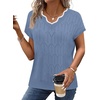 image:imageWIHOLL Womens Summer Tops Cap Sleeve Sweater V Neck Shirts Beach Vacation Clothes Business Casual Fashion ClothingBlue