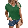 image:imageWIHOLL Womens Summer Tops Cap Sleeve Sweater V Neck Shirts Beach Vacation Clothes Business Casual Fashion ClothingGreen