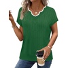 image:imageWIHOLL Womens Summer Tops Cap Sleeve Sweater V Neck Shirts Beach Vacation Clothes Business Casual Fashion ClothingGreen