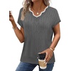 image:imageWIHOLL Womens Summer Tops Cap Sleeve Sweater V Neck Shirts Beach Vacation Clothes Business Casual Fashion ClothingGrey