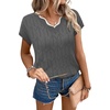 image:imageWIHOLL Womens Summer Tops Cap Sleeve Sweater V Neck Shirts Beach Vacation Clothes Business Casual Fashion ClothingGrey
