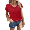 image:imageWIHOLL Womens Summer Tops Cap Sleeve Sweater V Neck Shirts Beach Vacation Clothes Business Casual Fashion ClothingRed